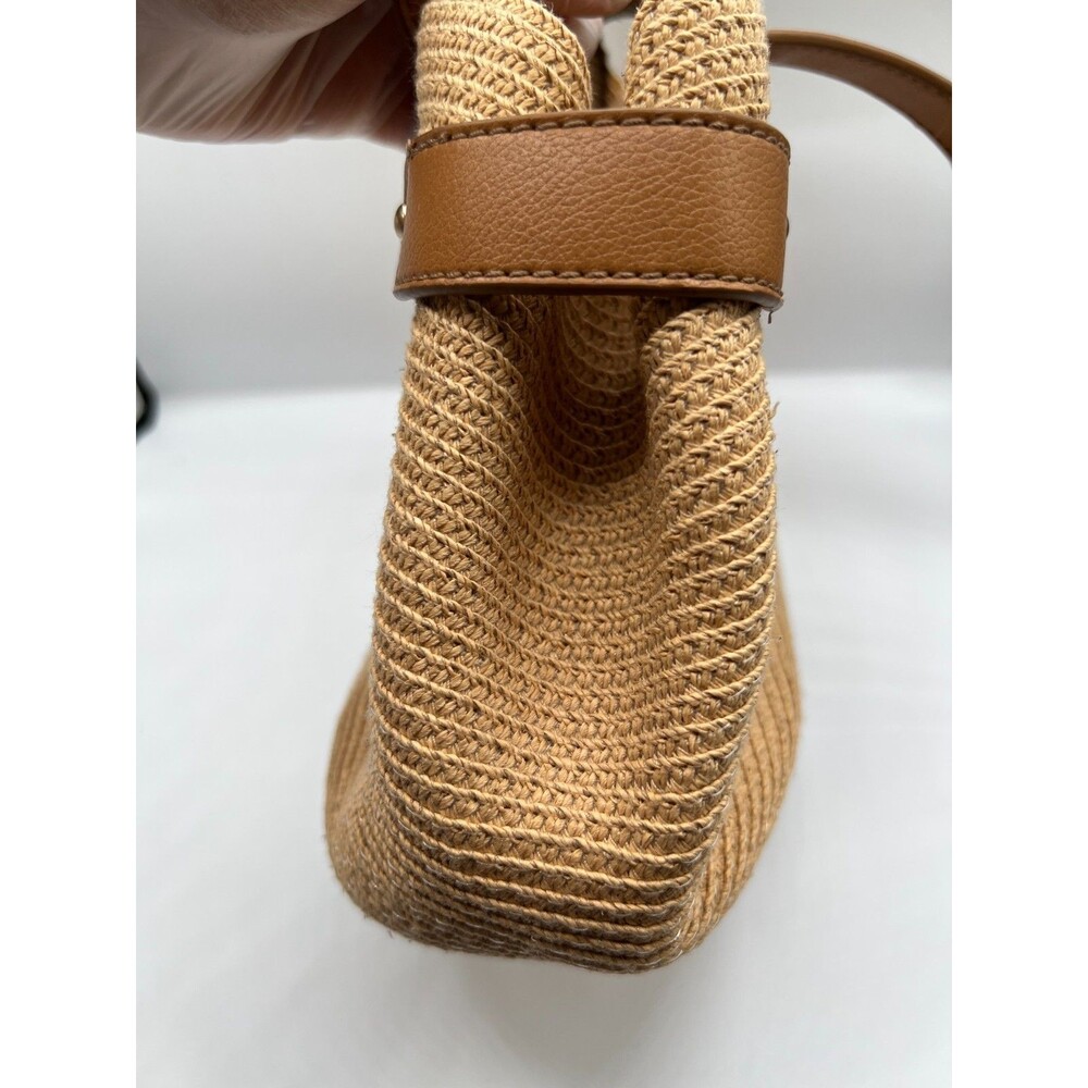 Liz Claiborne Straw Tote Handbag Beige Woven Shoulder Bag Summer Purse - Picture 4 of 11